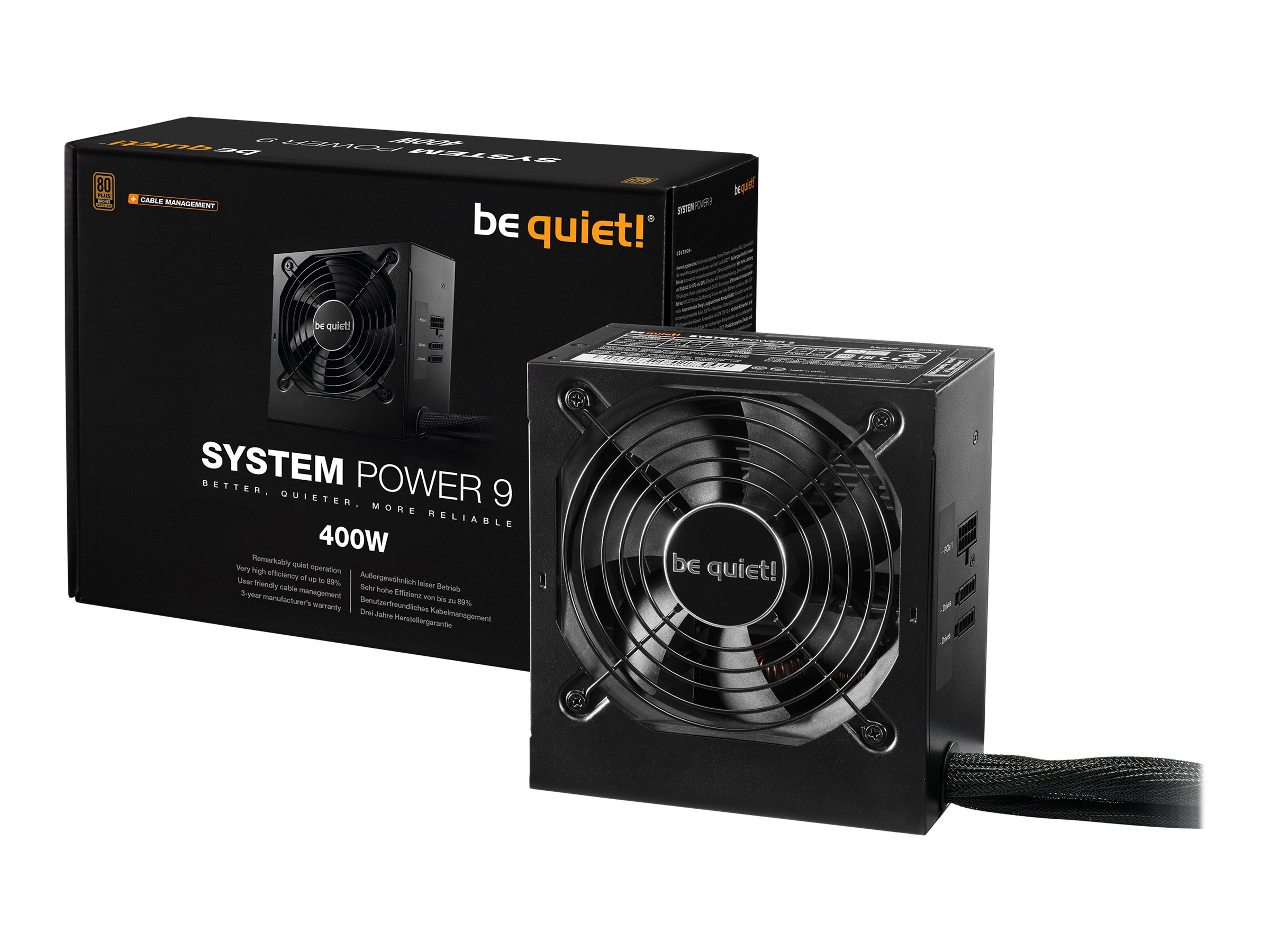 be quiet! System Power 9 400W CM - Netzteil (intern) - ATX12V 2.51 - 80 PLUS Bronze - Wechselstrom 200-240 V - 400 Watt