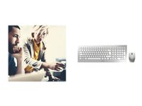 CHERRY DW 8000 - Tastatur-und-Maus-Set - kabellos - 2.4 GHz - US mit Euro-Symbol - weiss, Silber