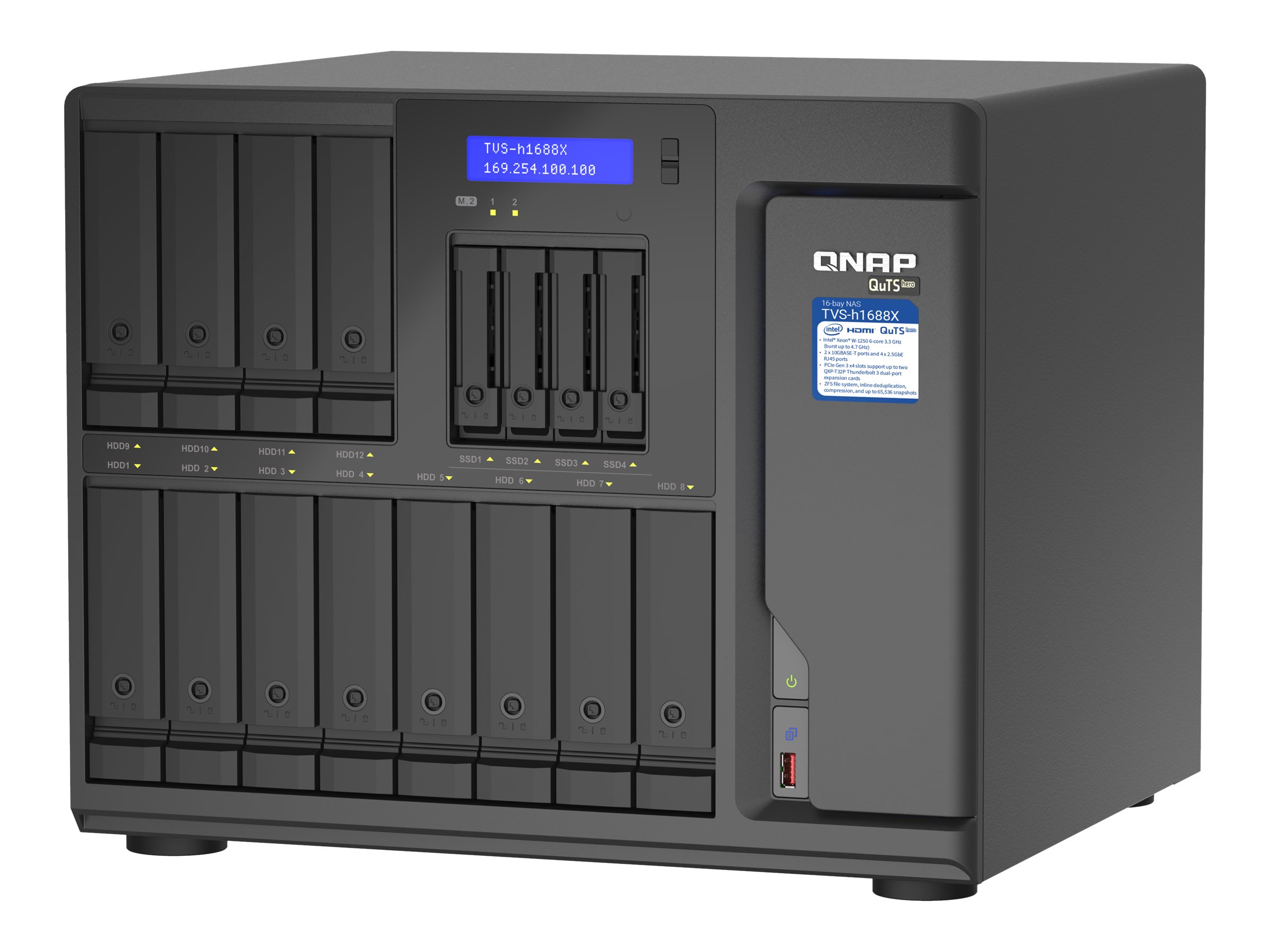 QNAP TVS-H1688X - NAS-Server - 16 Schchte - SATA 6Gb/s - RAID RAID 0, 1, 5, 6, 10, 50, JBOD, 5 Hot Ersatzteil, 6 Hot Ersatzteil