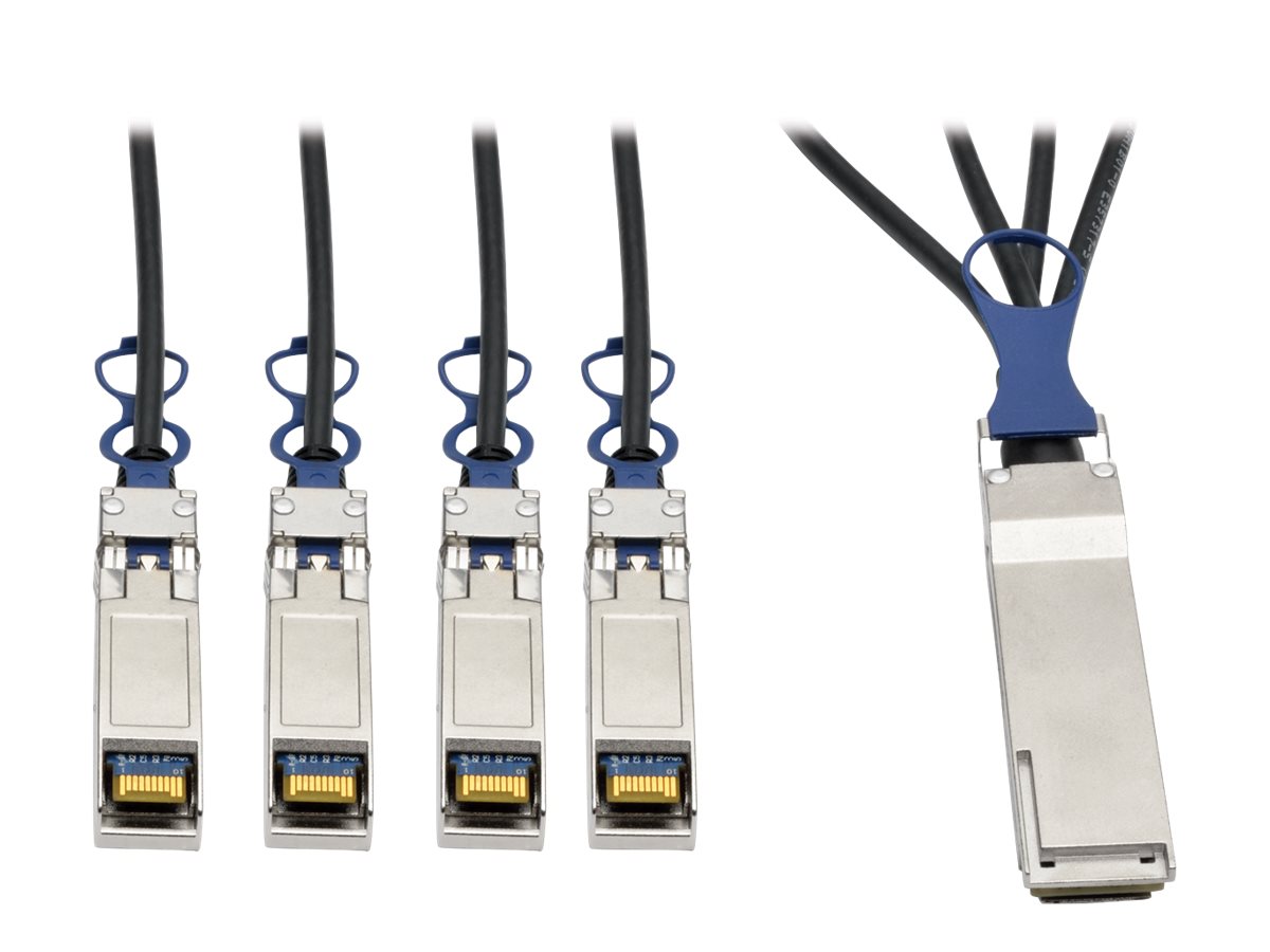 Eaton Tripp Lite Series QSFP+ to 10 GbE SFP+ Passive DAC Breakout Cable (M/M), QSFP+ to (x4) SFP+, Compatible to Cisco QSFP-4SFP