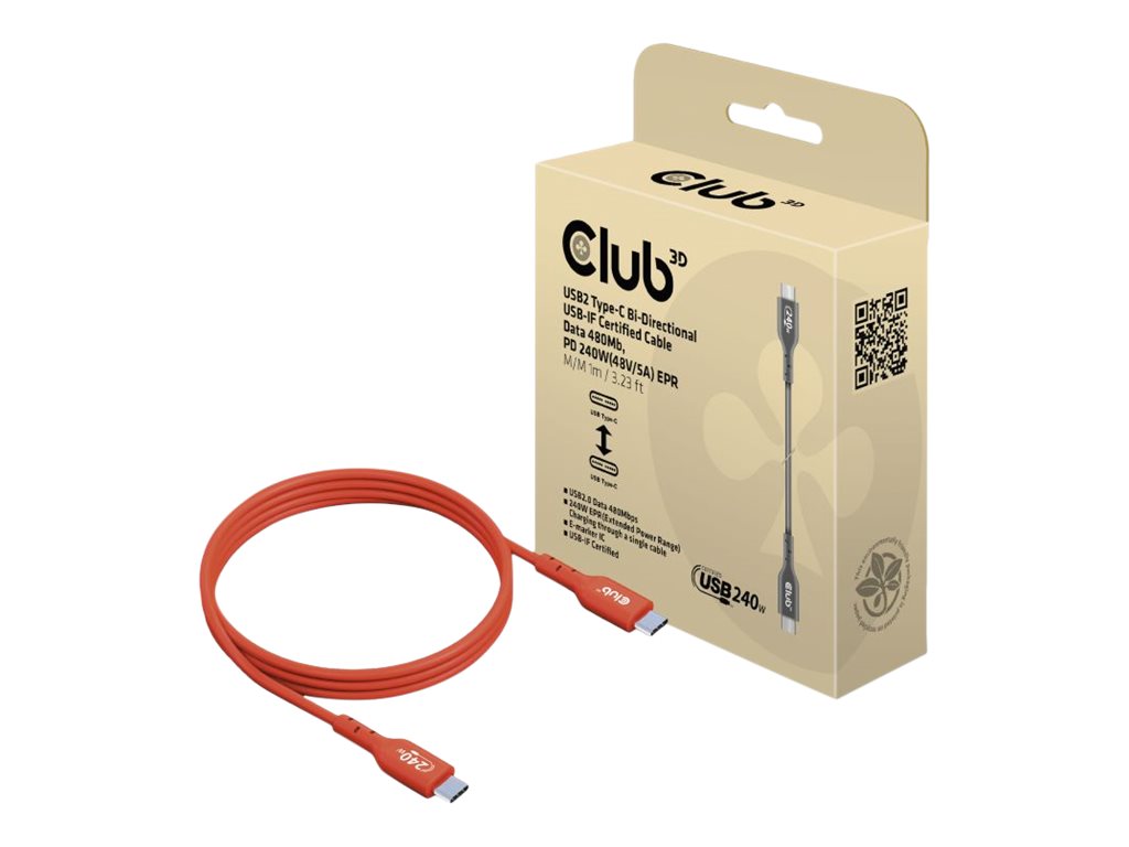 Club 3D - USB-Kabel - 24 pin USB-C (M) zu 24 pin USB-C (M) - USB 2.0 - 48 V - 5 A