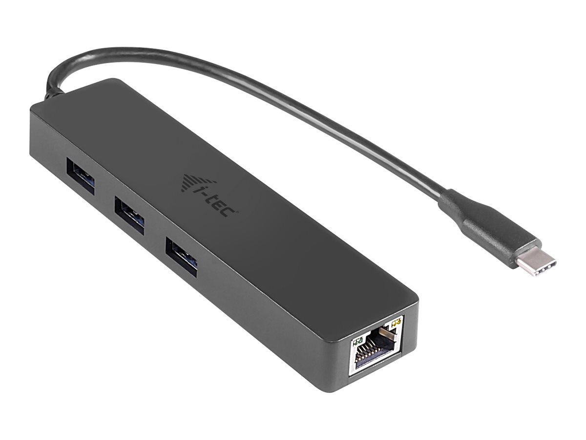 i-Tec USB-C Slim HUB 3-Port mit Gigabit Ethernet Adapter - Hub - 3 x SuperSpeed USB 3.0 + 1 x 10/100/1000 - Desktop