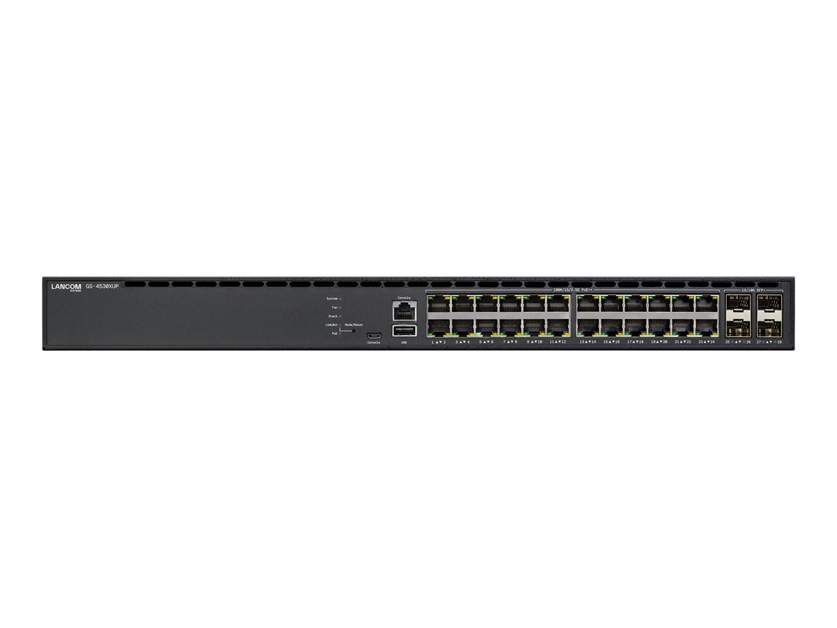 LANCOM GS-4530XUP - Switch - L3 - managed - 24 x 100/1000/2.5G (PoE++) + 4 x 10 Gigabit SFP+ + 2 x 40 Gigabit QSFP+ - Luftstrom 