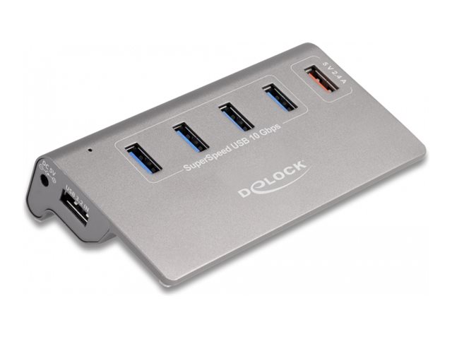 Delock - Hub - 10 Gbps, + 1 Fast Charging Port incl. Power Supply - 4 x USB 3.2 Gen 2 - Desktop