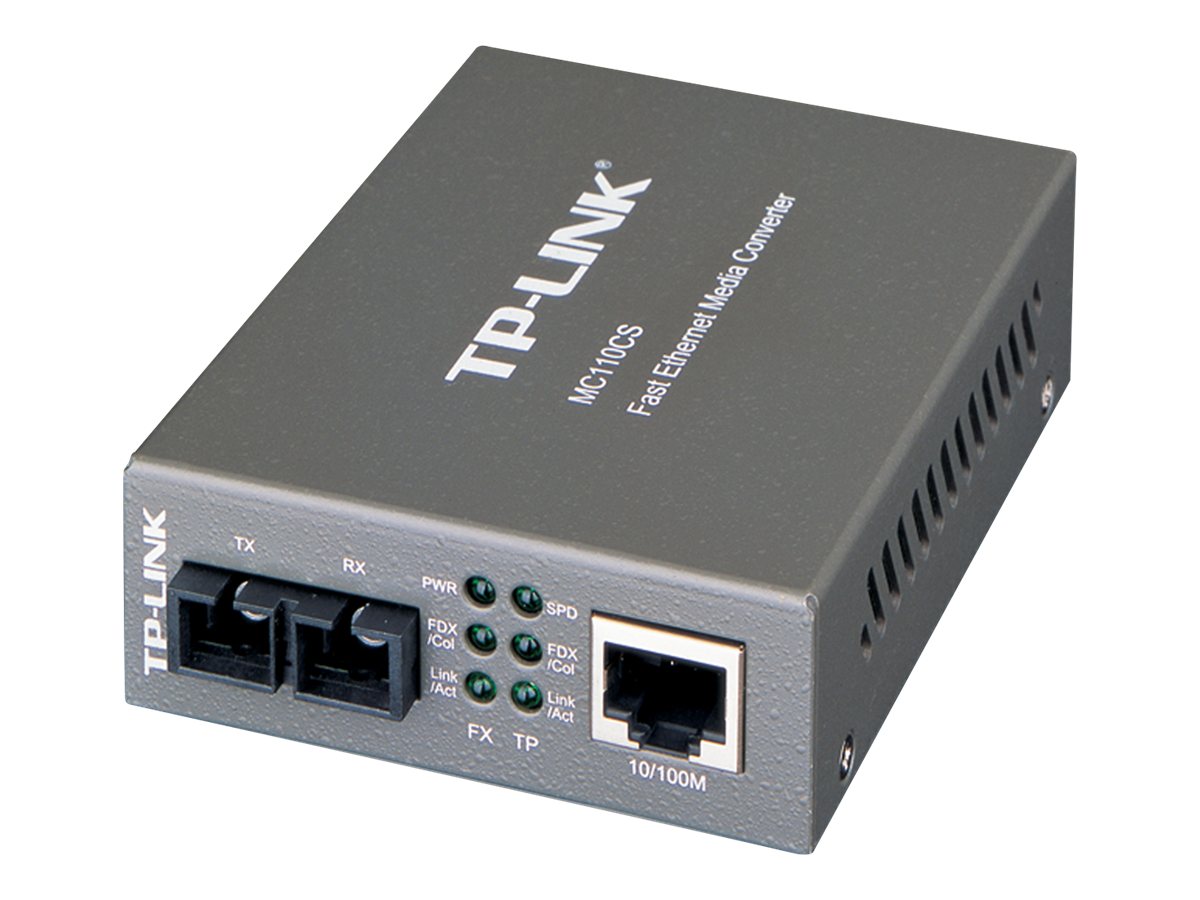 TP-LINK MC110CS - Medienkonverter - 100Mb LAN - 10Base-T, 100Base-FX, 100Base-TX - RJ-45 / SC Single-Modus - bis zu 20 km