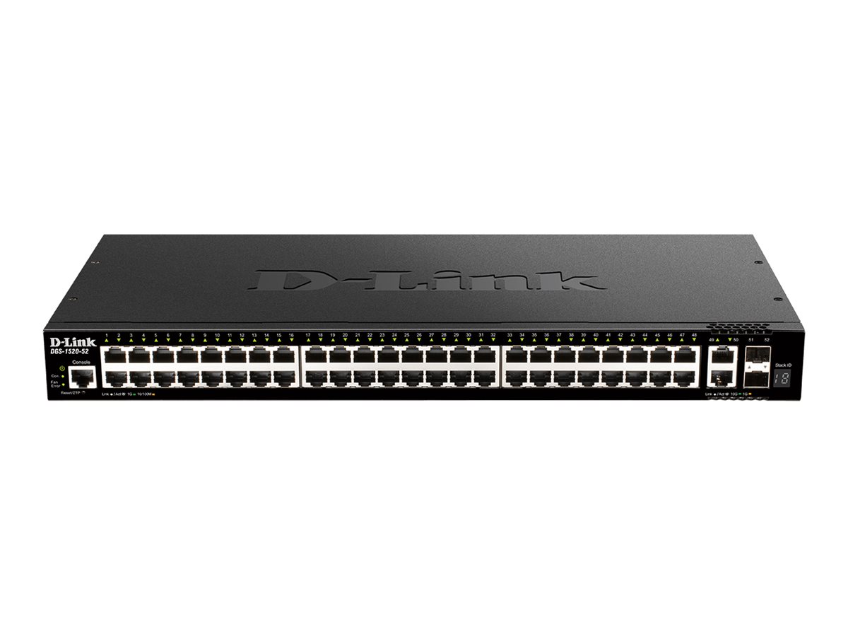 D-Link DGS 1520-52 - Switch - L3 - Smart - 48 x 10/100/1000 + 2 x 10 Gigabit Ethernet + 2 x 10 Gigabit SFP+ - an Rack montierbar