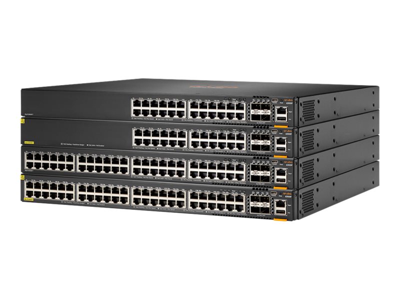 HPE Aruba 6300F - Switch - L3 - managed - 48 x 10/100/1000 (PoE+) + 4 x 50 Gigabit Ethernet SFP56 - Luftstrom von vorne nach hin