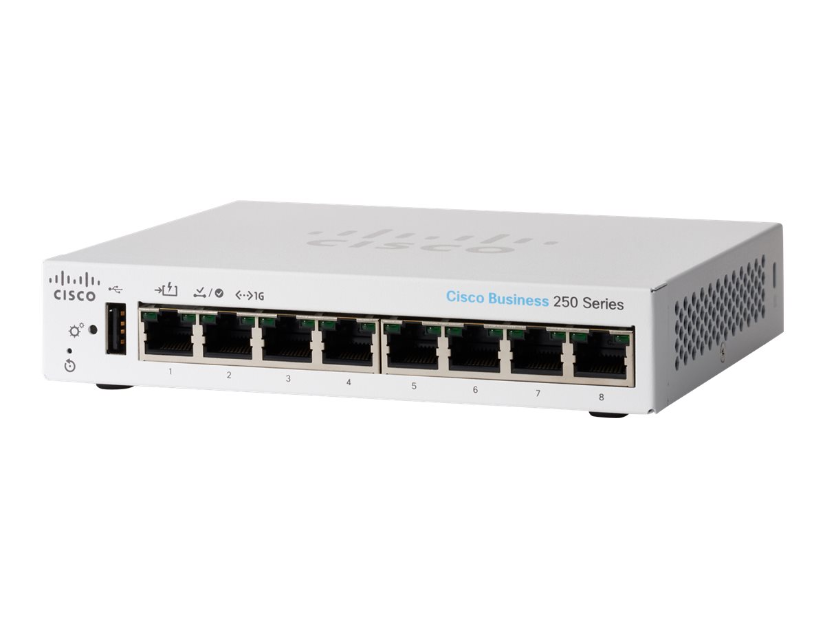 Cisco Business 250 Series CBS250-8T-D - Switch - L3 - Smart - 8 x 10/100/1000 - Desktop
