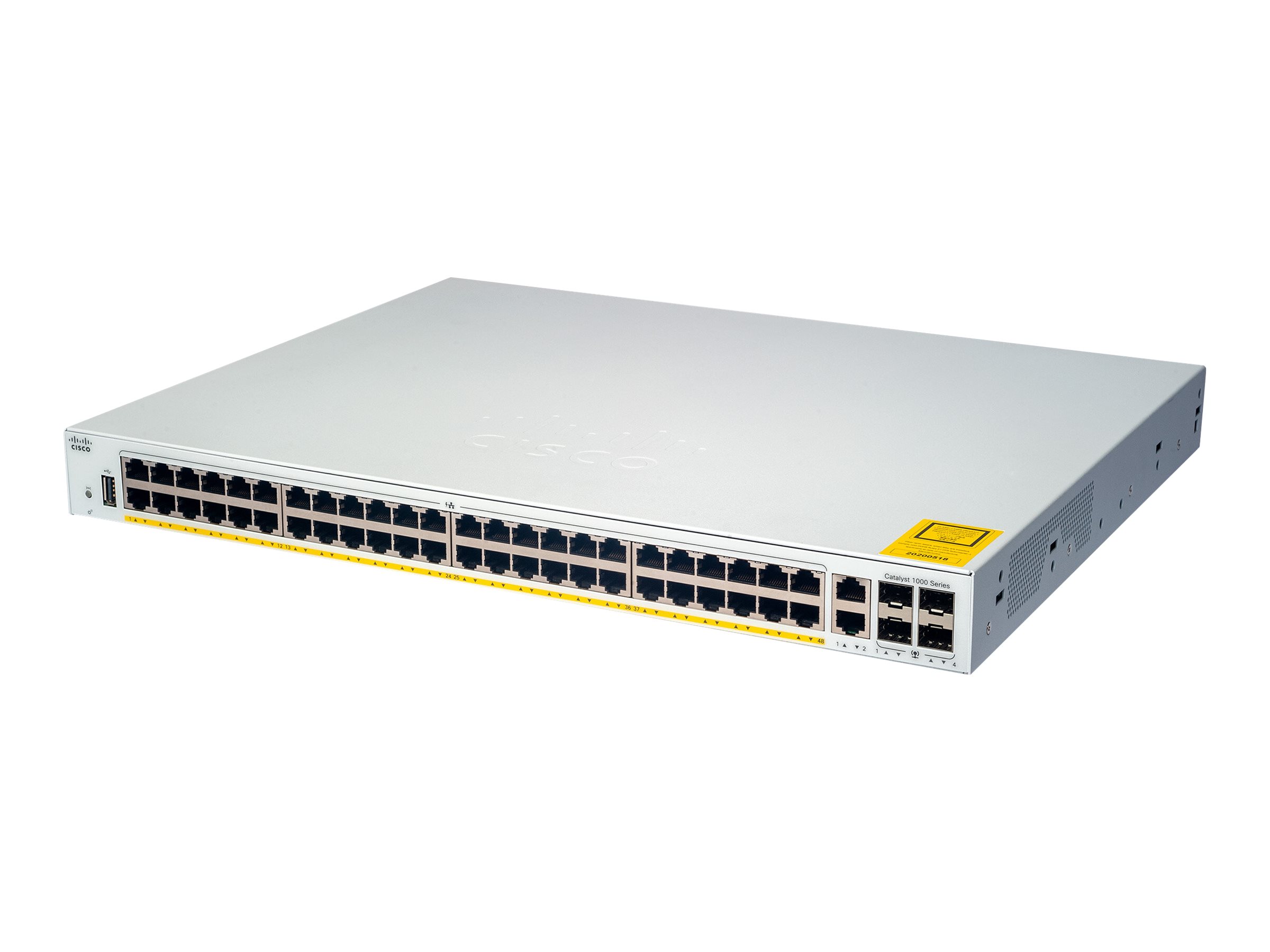 Cisco Catalyst 1000-48P-4G-L - Switch - managed - 24 x 10/100/1000 (PoE+) + 24 x 10/100/1000 + 4 x Gigabit SFP (Uplink) - an Rac
