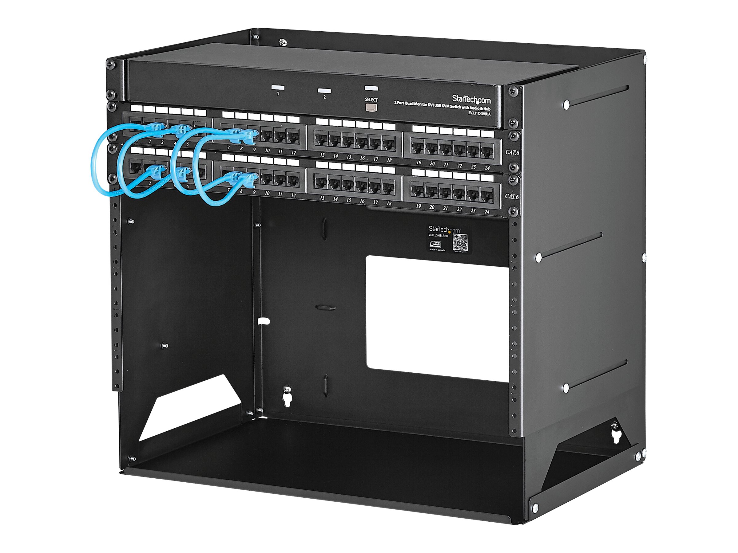 StarTech.com Wandmontage Server Rack mit Fachboden - 4HE - Anpassbar von 30,5 cm - 45,7cm - Rack (Wandbefestigung) - Schwarz