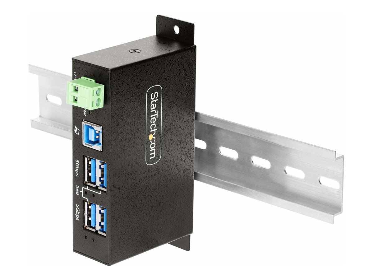 StarTech.com 4-Port Managed USB Hub with 4x USB-A, Heavy Duty with Metal Industrial Housing, ESD & Surge Protection, Wall/Desk/D
