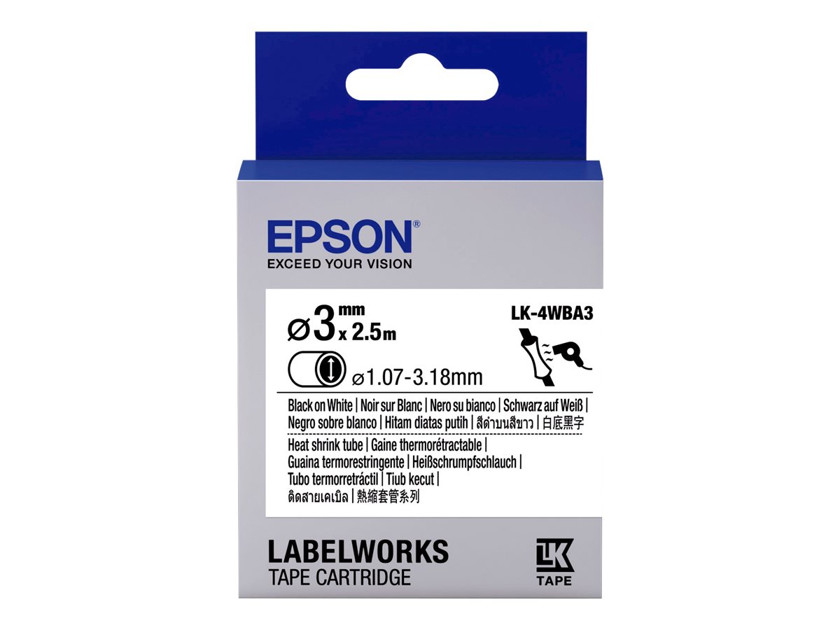 Epson LabelWorks LK-4WBA3 - Schwarz auf Weiss - Rolle (0,3 cm x 2,5 m) 1 Rolle(n) Rohr - fr LabelWorks LW-1000, 300, 400, 600, 