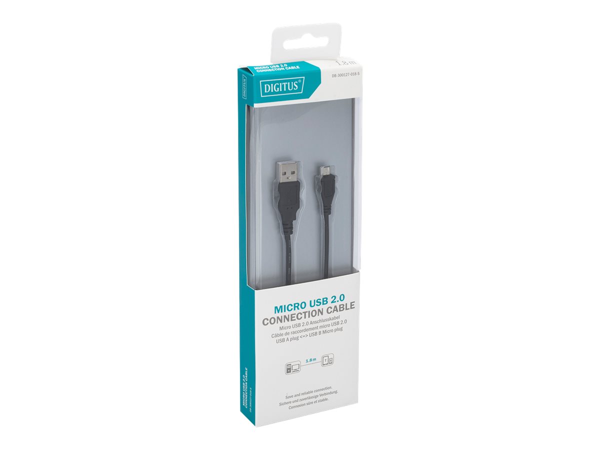 DIGITUS - USB-Kabel - USB (M) zu Micro-USB Type B (M) - USB 2.0 - 1.8 m - geformt