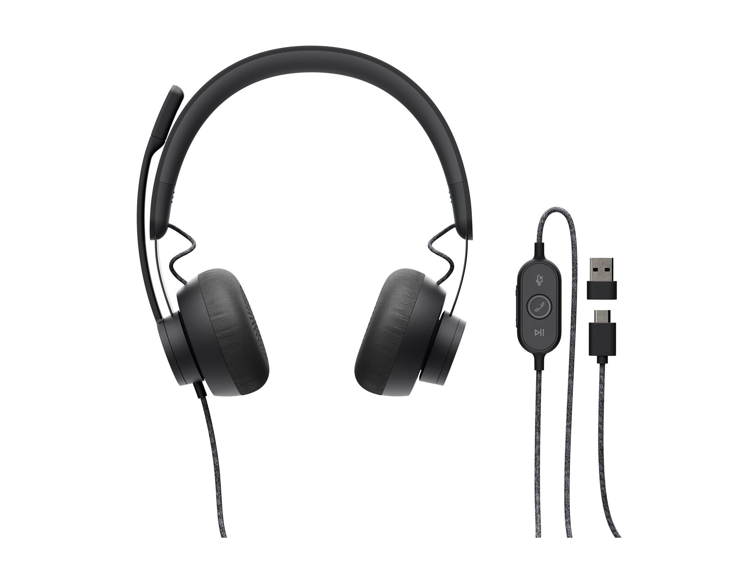 Logitech Zone Wired - Headset - On-Ear - kabelgebunden - USB-C - Graphite