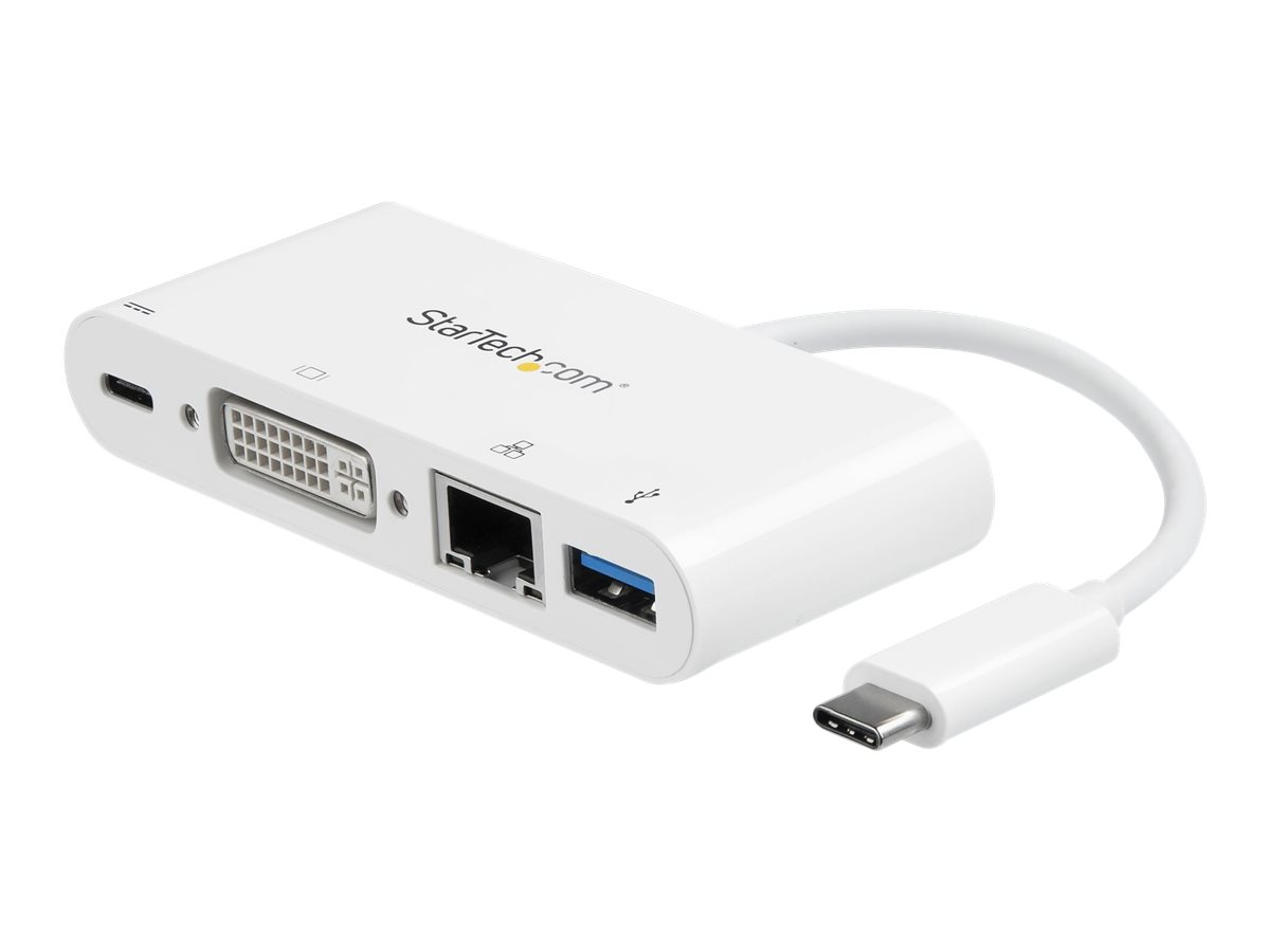 StarTech.com USB-C Multiport Adapter - USB-C auf DVI-D (Digital) Video Adapter mit 60W Power Delivery(Stromversorgung), GbE, USB