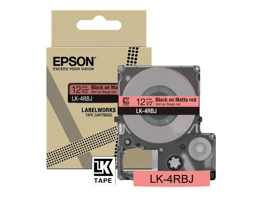 Epson LabelWorks LK-4RBJ - Schwarz auf Mattrot - Rolle (1,2 cm x 8 m) 1 Kassette(n) Hngebox - Bandkassette - fr LabelWorks LW-
