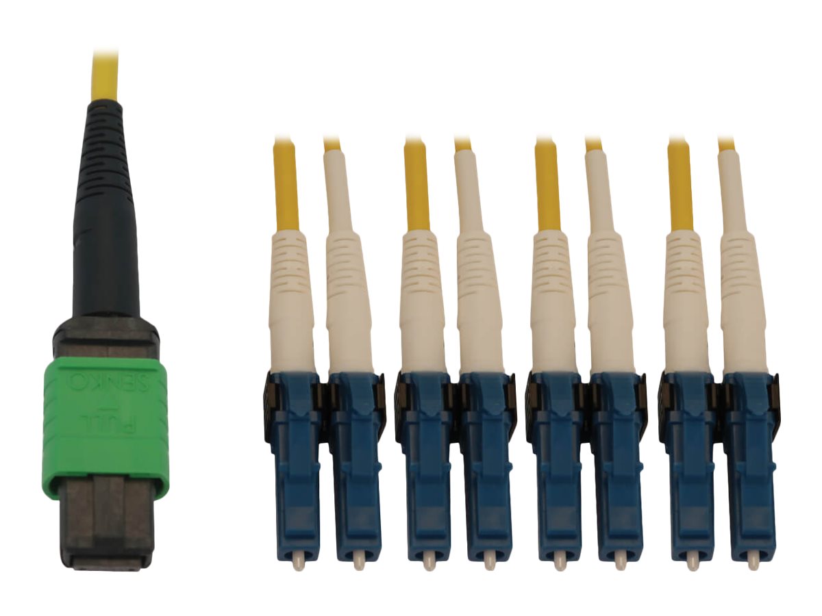 Eaton Tripp Lite Series 400G Singlemode 9/125 OS2 Switchable Fiber Optic Cable (12F MTP/MPO-APC to 4x Duplex LC/UPC F/M), LSZH, 