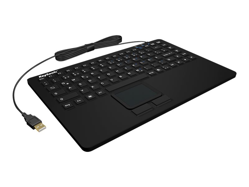 Keysonic KSK-5230IN - Tastatur - mit Touchpad - USB - Schweiz - Schwarz / Weiss