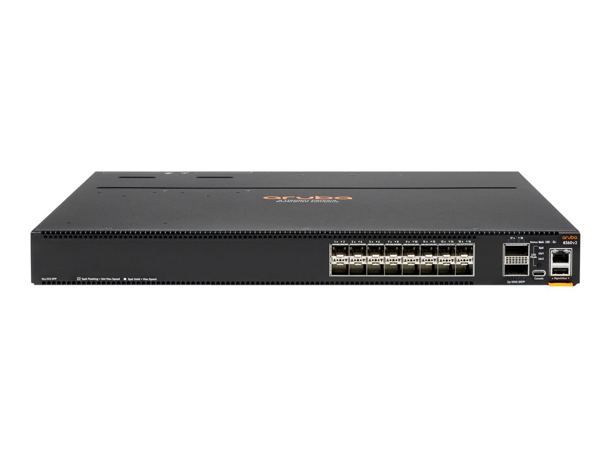 HPE Aruba CX 8360-16Y2C V2 - Switch - L3 - managed - 16 x 1/10/25 Gigabit Ethernet SFP / SFP+ / SFP28 + 2 x 40/100 Gigabit QSFP+