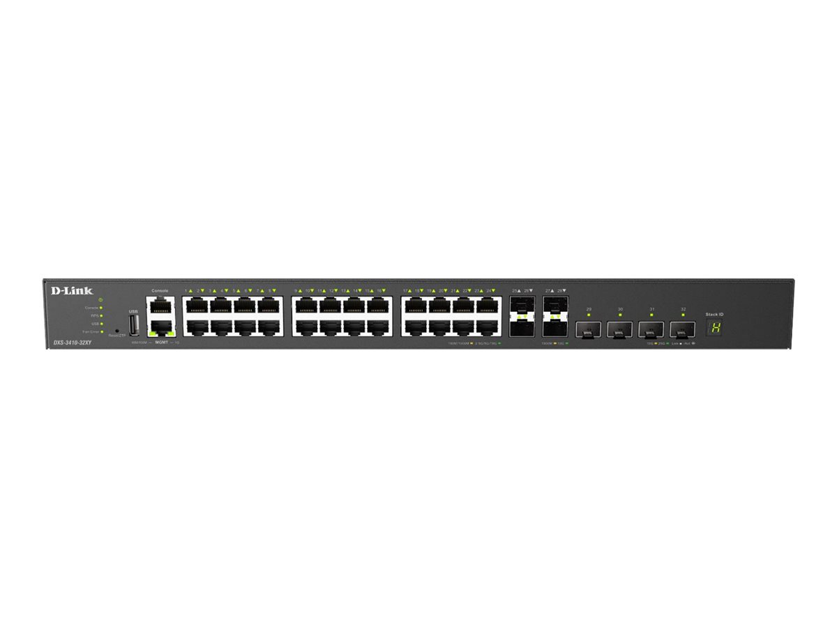 D-Link DXS 3410-32XY - Switch - L3 - managed - 24 x 10 Gigabit Ethernet + 4 x 10 Gigabit SFP+ + 4 x 25 Gigabit SFP28 - an Rack m