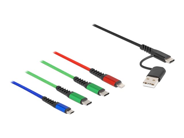Delock - Kabel nur zum Laden - USB, 24 pin USB-C mnnlich zu Micro-USB Typ B, Lightning, 24 pin USB-C mnnlich - 1.2 m - Schwarz