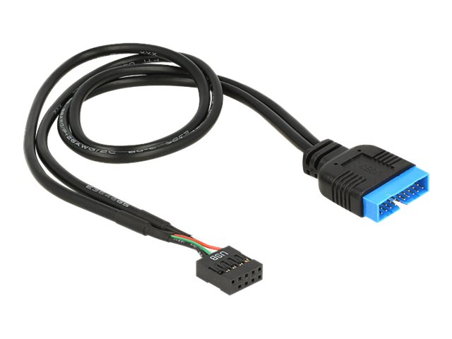 Delock - Interner USB-Adapter - 9-poliger USB-Header (W) zu 19-poliger USB 3.0 Kopf (M) - 45 cm - Schwarz