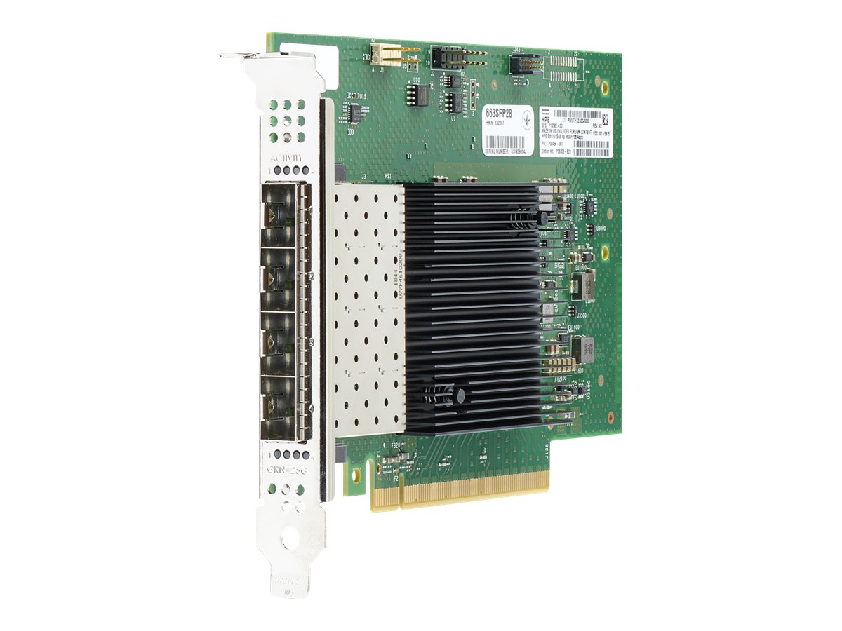 Intel E810-XXVDA4 - Netzwerkadapter - PCIe 4.0 x16 - 25 Gigabit SFP28 x 4 - fr Edgeline e920; ProLiant DL20 Gen10, DL325 Gen10,