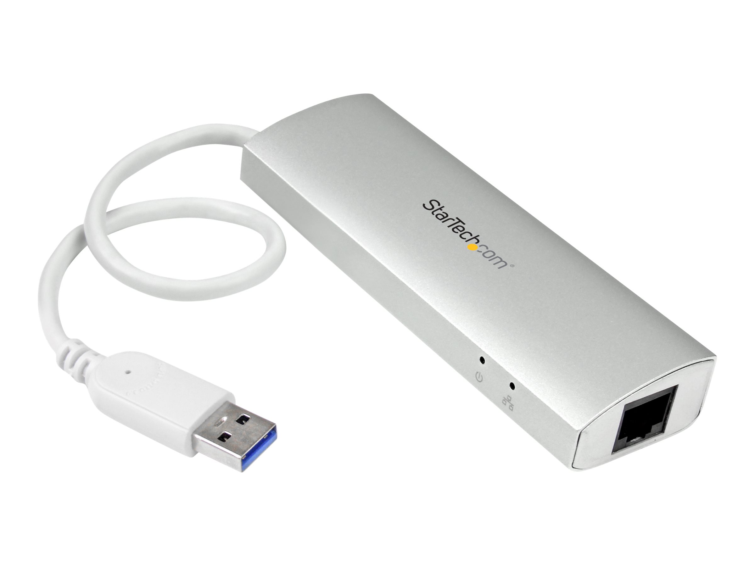 StarTech.com 3 Port mobiler USB 3.0 Hub plus Gigabit Ethernet - Aluminium USB Hub mit Gigabit Ethernet Adapter - Hub - 3 x Super
