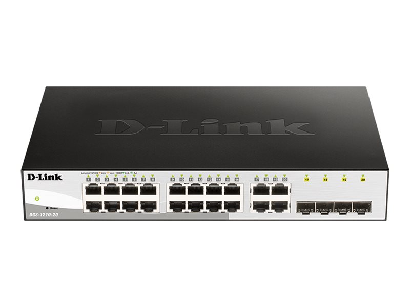 D-Link Web Smart DGS-1210-20 - Switch - 16 x 10/100/1000 + 4 x Gigabit SFP - Desktop, an Rack montierbar - AC 100/230 V