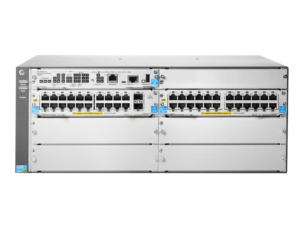 HPE Aruba 5406R-44G-PoE+/2SFP+ v2 zl2 - Switch - managed - 44 x 10/100/1000 + 2 x 10 Gigabit SFP+ - an Rack montierbar - PoE+