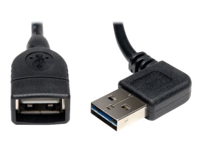 Eaton Tripp Lite Series Universal Reversible USB 2.0 Extension Cable (Reversible Right/Left-Angle A to A M/F), 18-in. (45.72 cm)