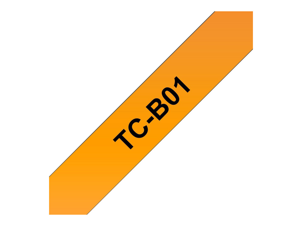 Brother TCB01 - 12 mm x 6.7 m - schwarz auf fluoreszierendem orange - laminiertes Band - fr P-Touch PT-2000, PT-3000, PT-500, P