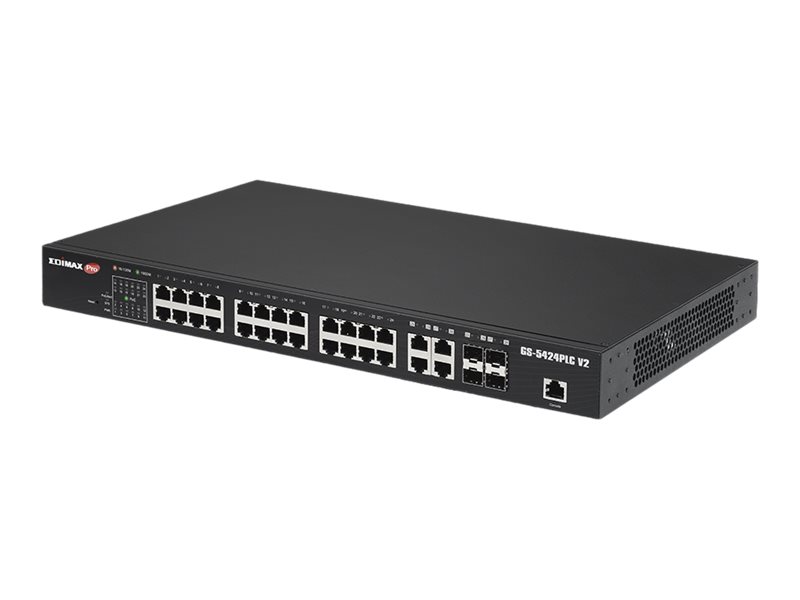 Edimax Pro GS-5424PLC V2 - Switch - Smart - 24 x 10/100/1000 (PoE+) + 4 x Kombi-SFP - an Rack montierbar - PoE+ (400 W)