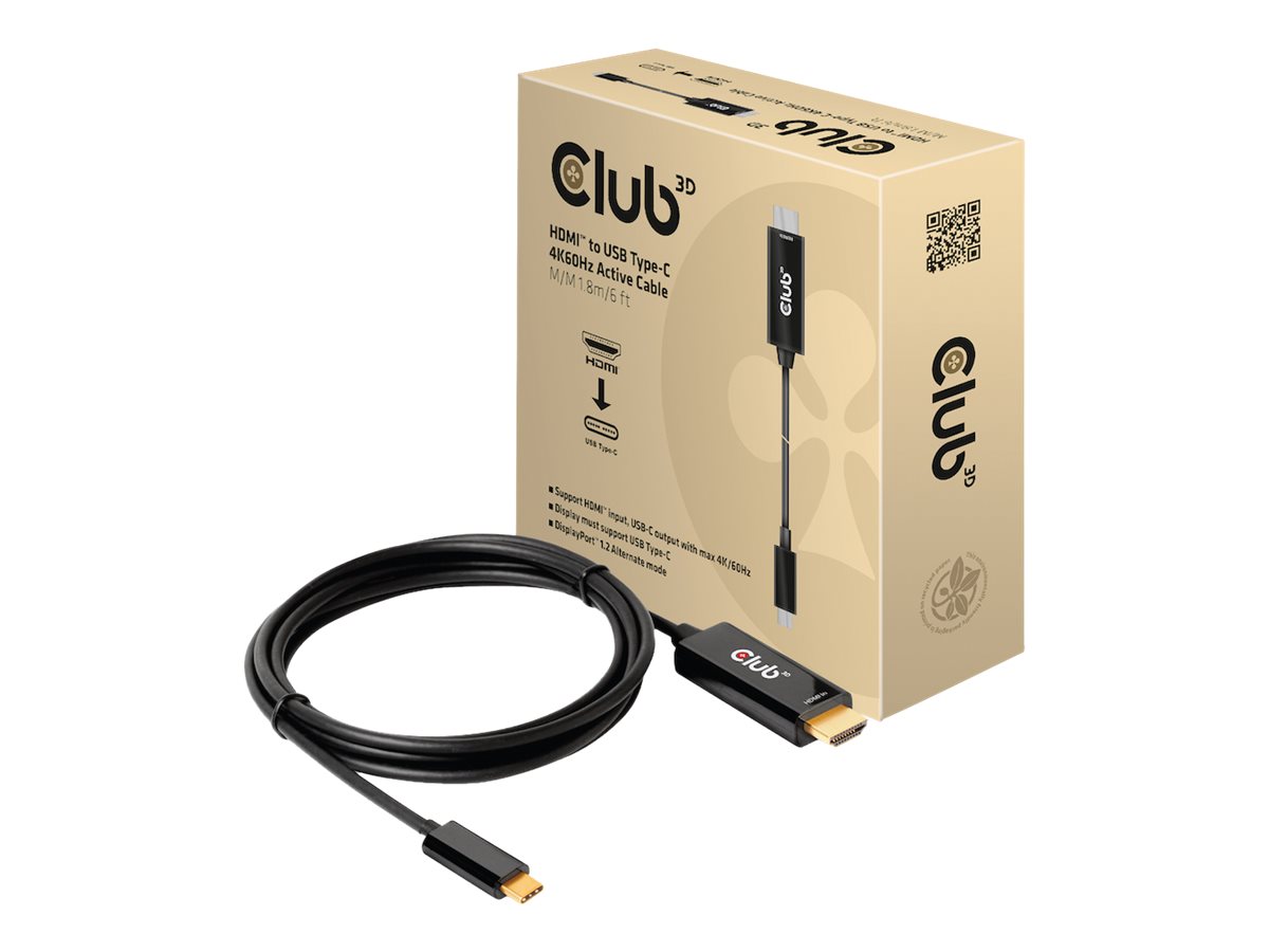 Club 3D - Adapterkabel - HDMI mnnlich zu 24 pin USB-C mnnlich - 1.8 m - aktiv, untersttzt 4K 60 Hz (4096 x 2160)