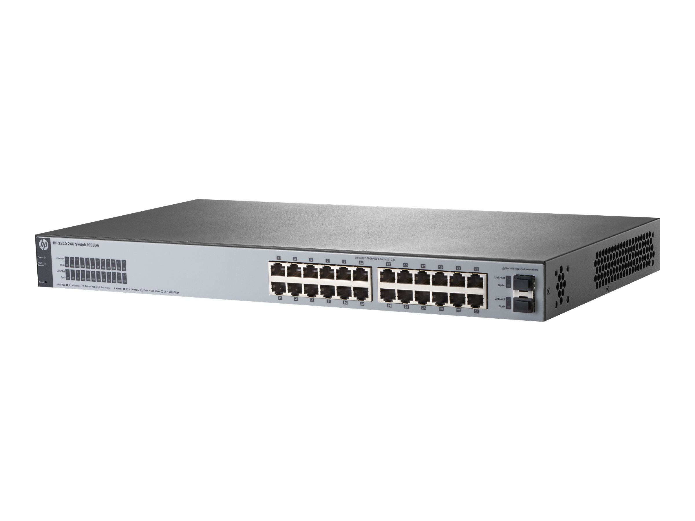HPE 1820-24G - Switch - managed - 24 x 10/100/1000 + 2 x Fast Ethernet/Gigabit SFP - Desktop, an Rack montierbar