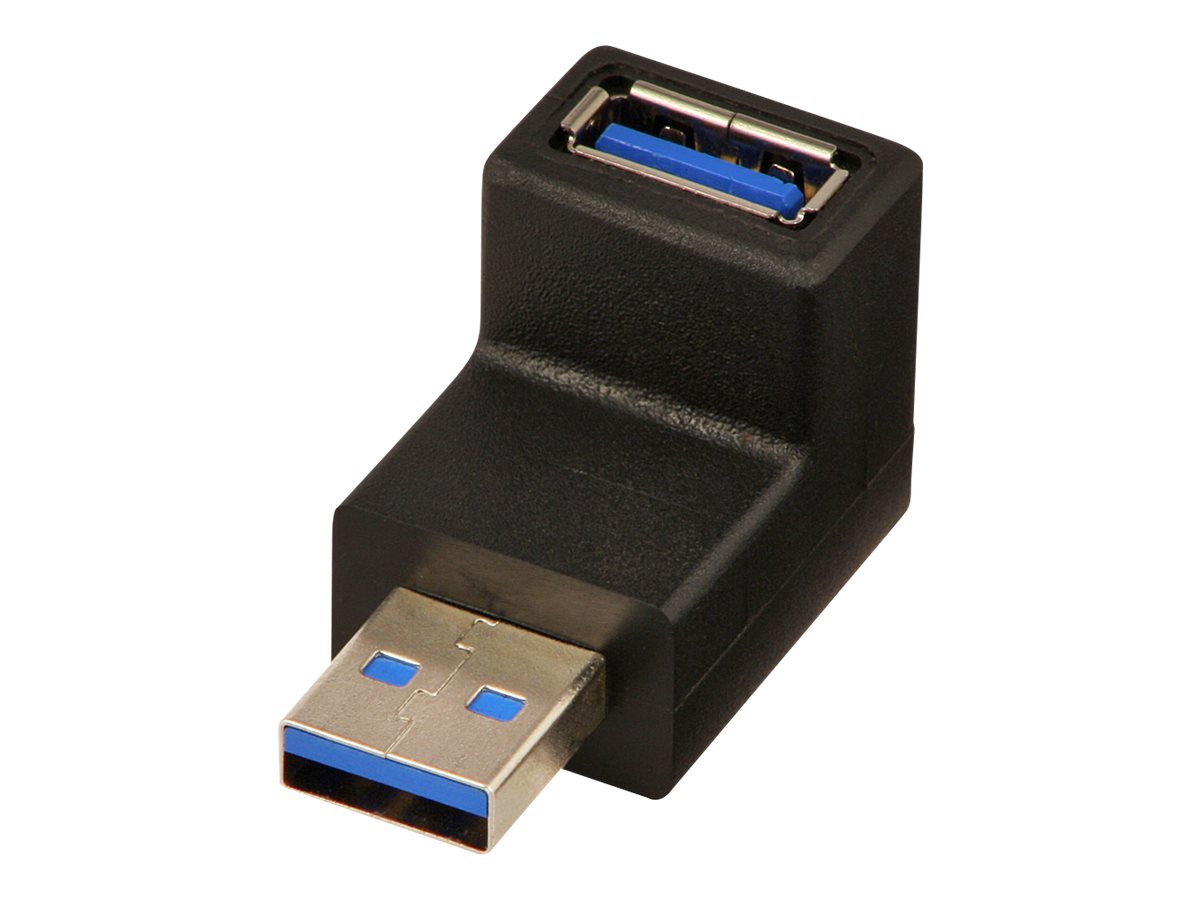 Lindy USB 3.0 Adapter Typ A 90 nach unten - USB-Adapter - USB Type B (W) zu USB Typ A (M) - USB 3.0 - 90 Stecker - Schwarz