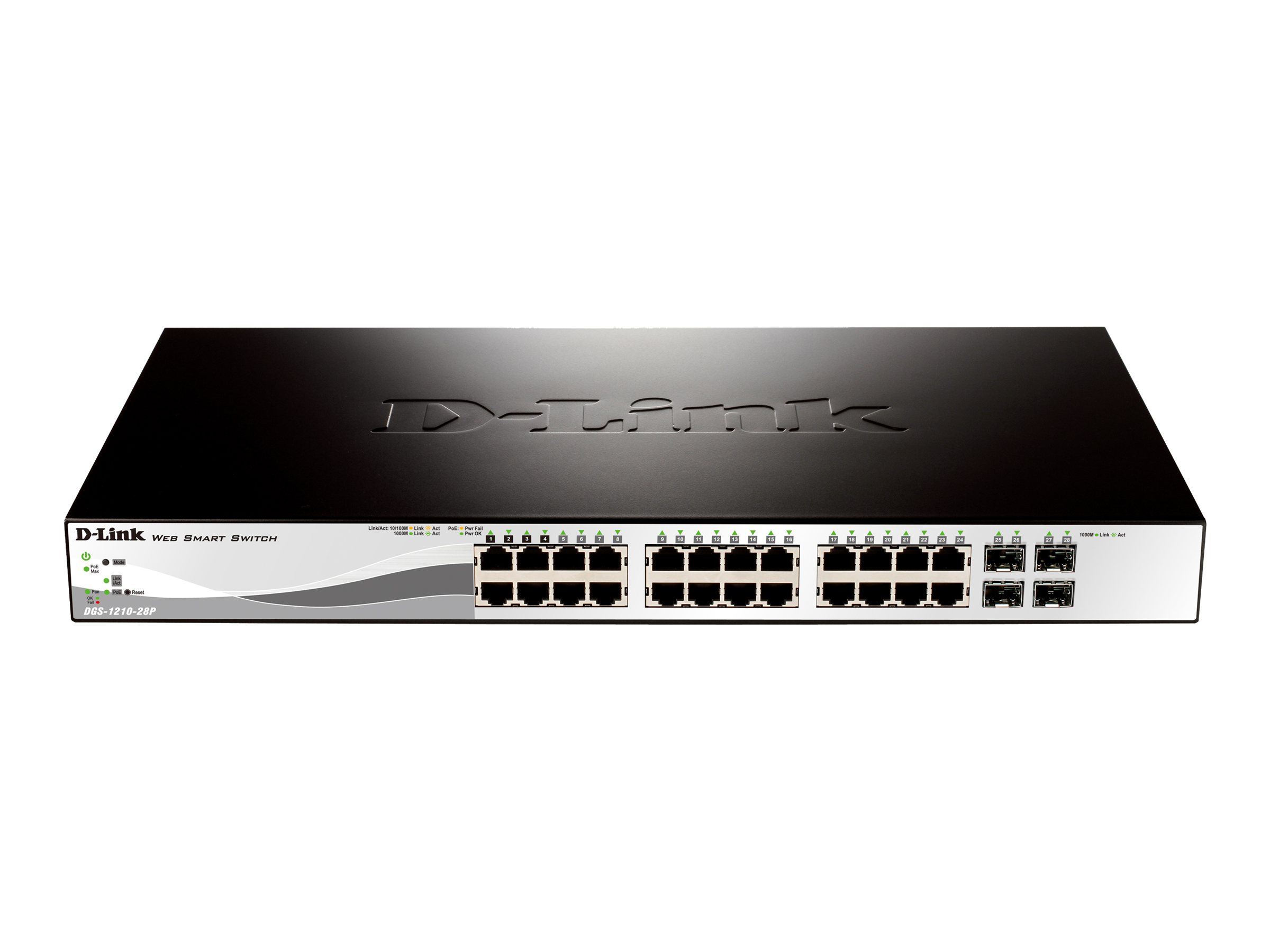 D-Link Web Smart DGS-1210-28P - Switch - managed - 24 x 10/100/1000 (PoE) + 4 x Gigabit SFP - Desktop, an Rack montierbar - PoE