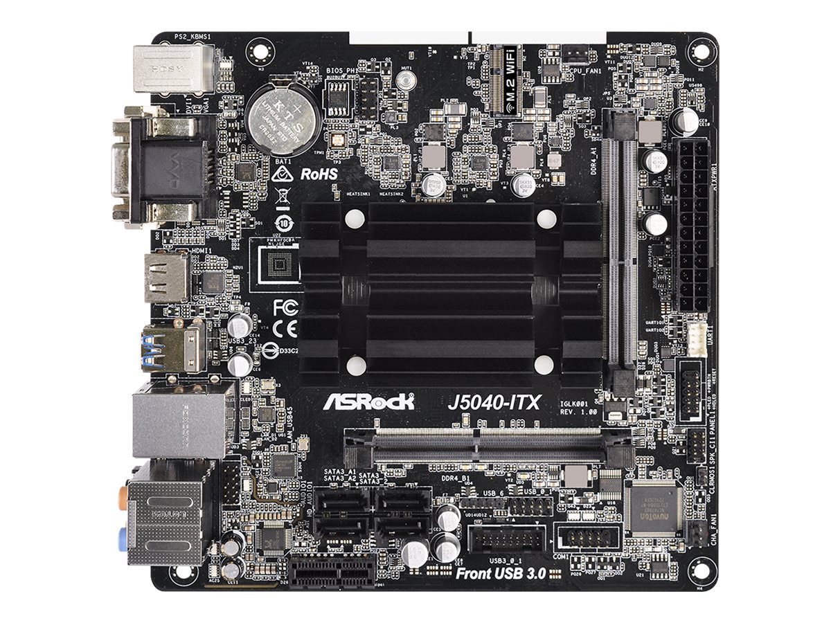 ASRock J5040-ITX - Motherboard - Mini-ITX - Intel Pentium Silver J5040 - USB 3.2 Gen 1 - Gigabit LAN