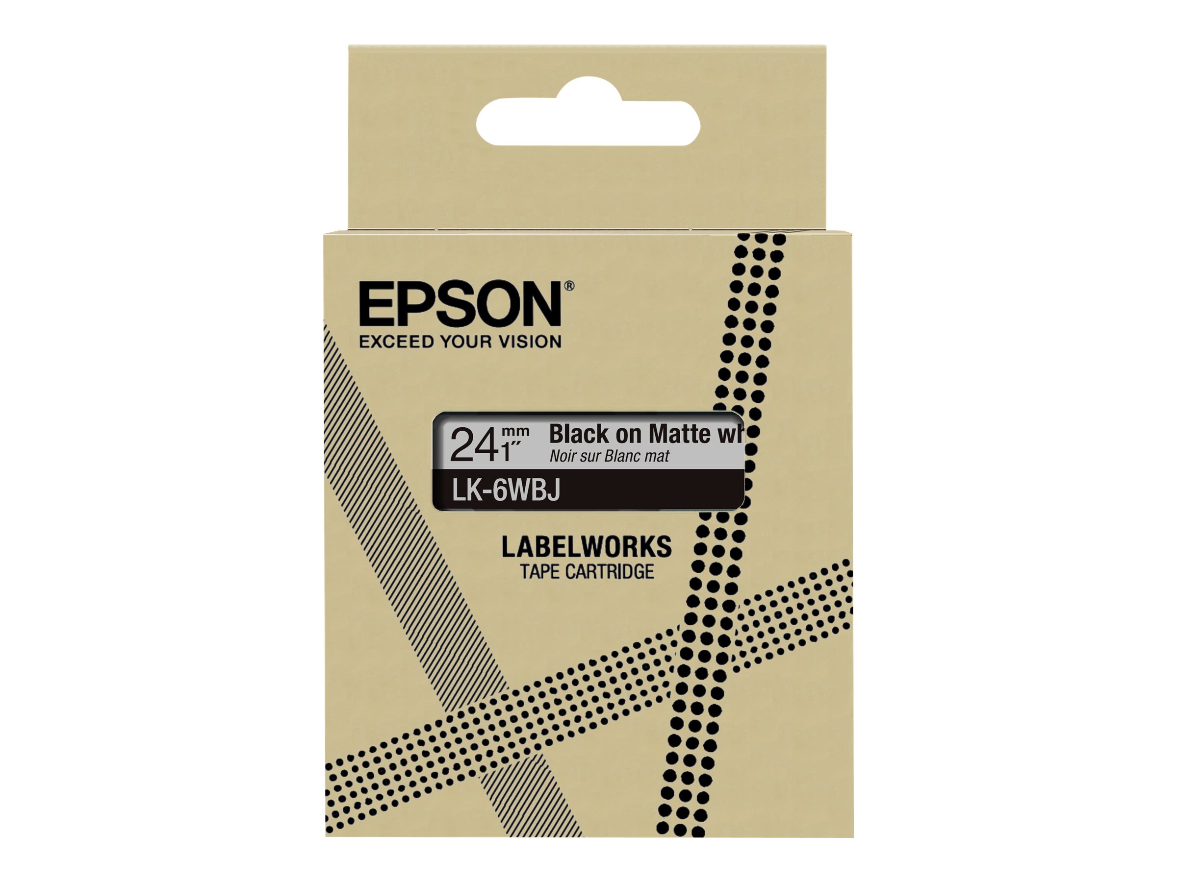 Epson LabelWorks LK-6WBJ - Schwarz auf matt Weiss - Rolle (2,4 cm x 8 m) 1 Kassette(n) Hngebox - Bandkassette - fr LabelWorks 