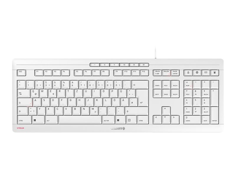 CHERRY STREAM KEYBOARD - Tastatur - USB - Deutsch - Tastenschalter: CHERRY SX - White Gray