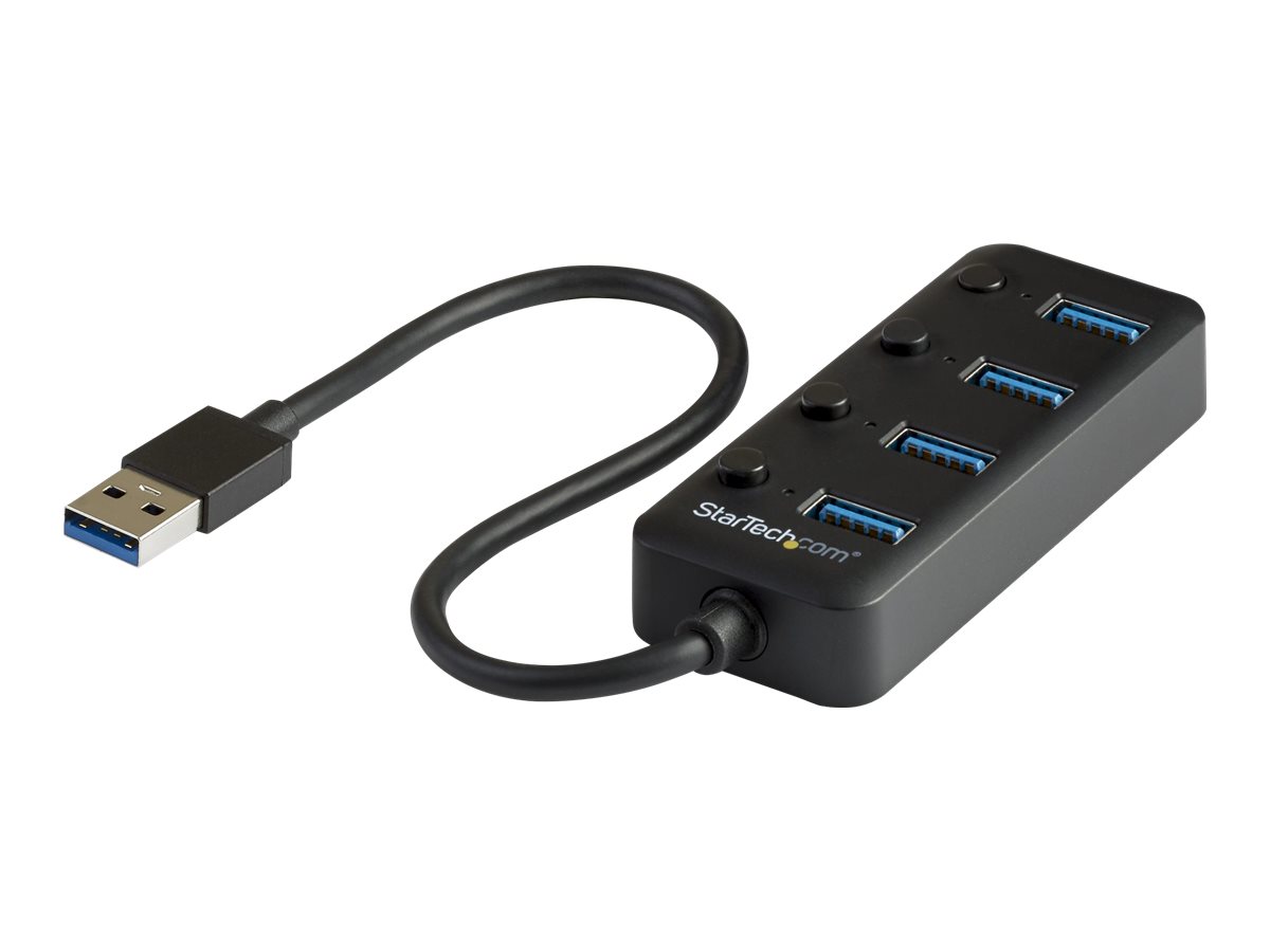 StarTech.com 4 Port USB 3.0 Hub - 4x USB-A mit individuellen An/Aus-Schaltern - Mobiler USB 3.0 Verteiler - Bus-Powered USB 3.0 