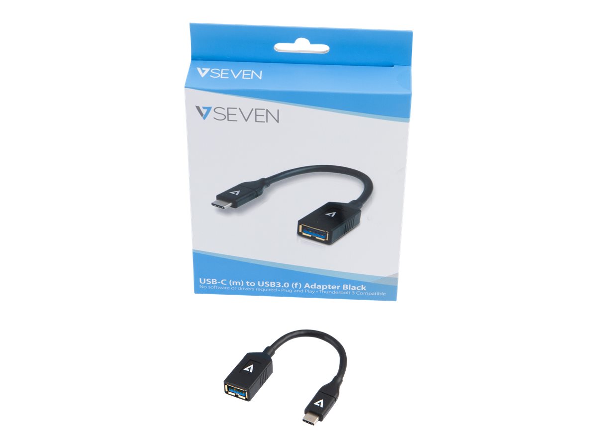 V7 - USB-Adapter - USB Typ A (W) zu 24 pin USB-C (M) umkehrbar - Thunderbolt 3 / USB 2.0 / USB 3.0 - 10 cm - Schwarz