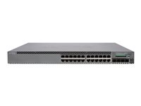 Juniper Networks EX 3300 24P - Switch - managed - 24 x 10/100/1000 (PoE+) + 4 x 1 Gigabit / 10 Gigabit SFP+ - Luftstrom von vorn
