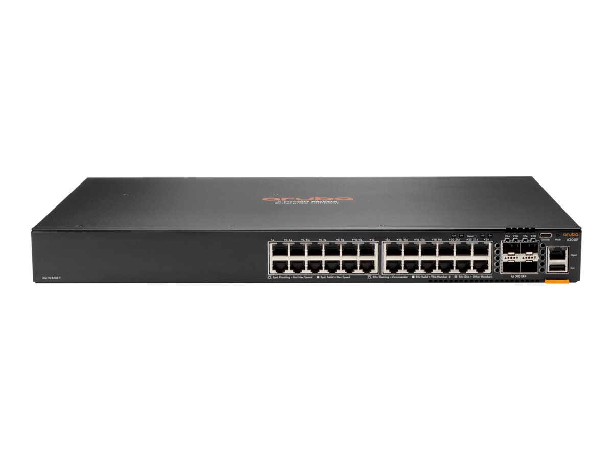 HPE Aruba 6200F 24G 4SFP+ Switch - Switch - L3 - managed - 24 x 10/100/1000 + 4 x 1 Gigabit / 10 Gigabit SFP+ - an Rack montierb