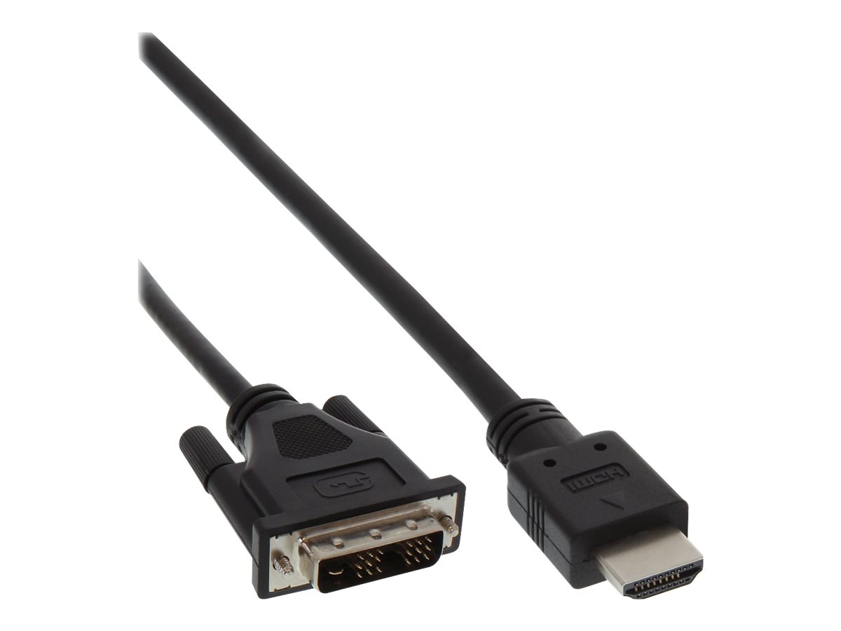 InLine - Adapterkabel - DVI-D mnnlich zu HDMI mnnlich - 50 cm - Schwarz - Daumenschrauben