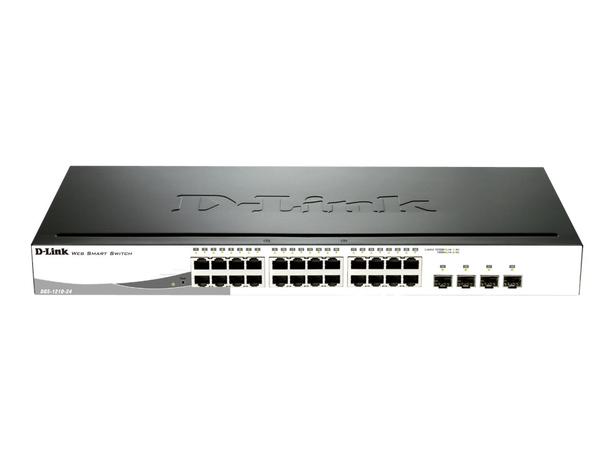 D-Link Web Smart DGS-1210-24P - Switch - managed - 24 x 10/100/1000 (PoE) + 4 x Combo Gigabit Ethernet/Gigabit SFP - Desktop, an