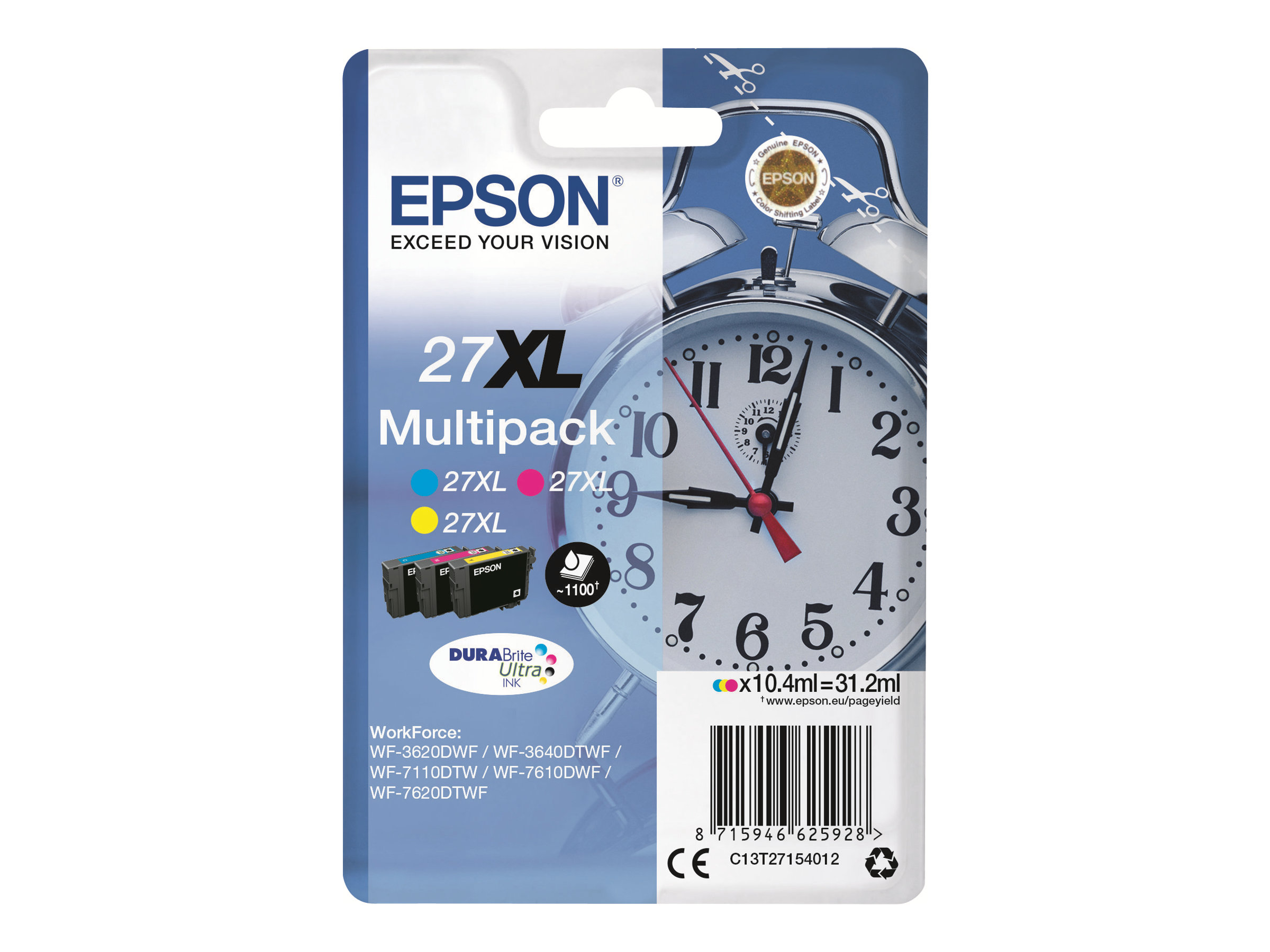 Epson 27XL Multipack - 3er-Pack - 31.2 ml - XL - Gelb, Cyan, Magenta - Original