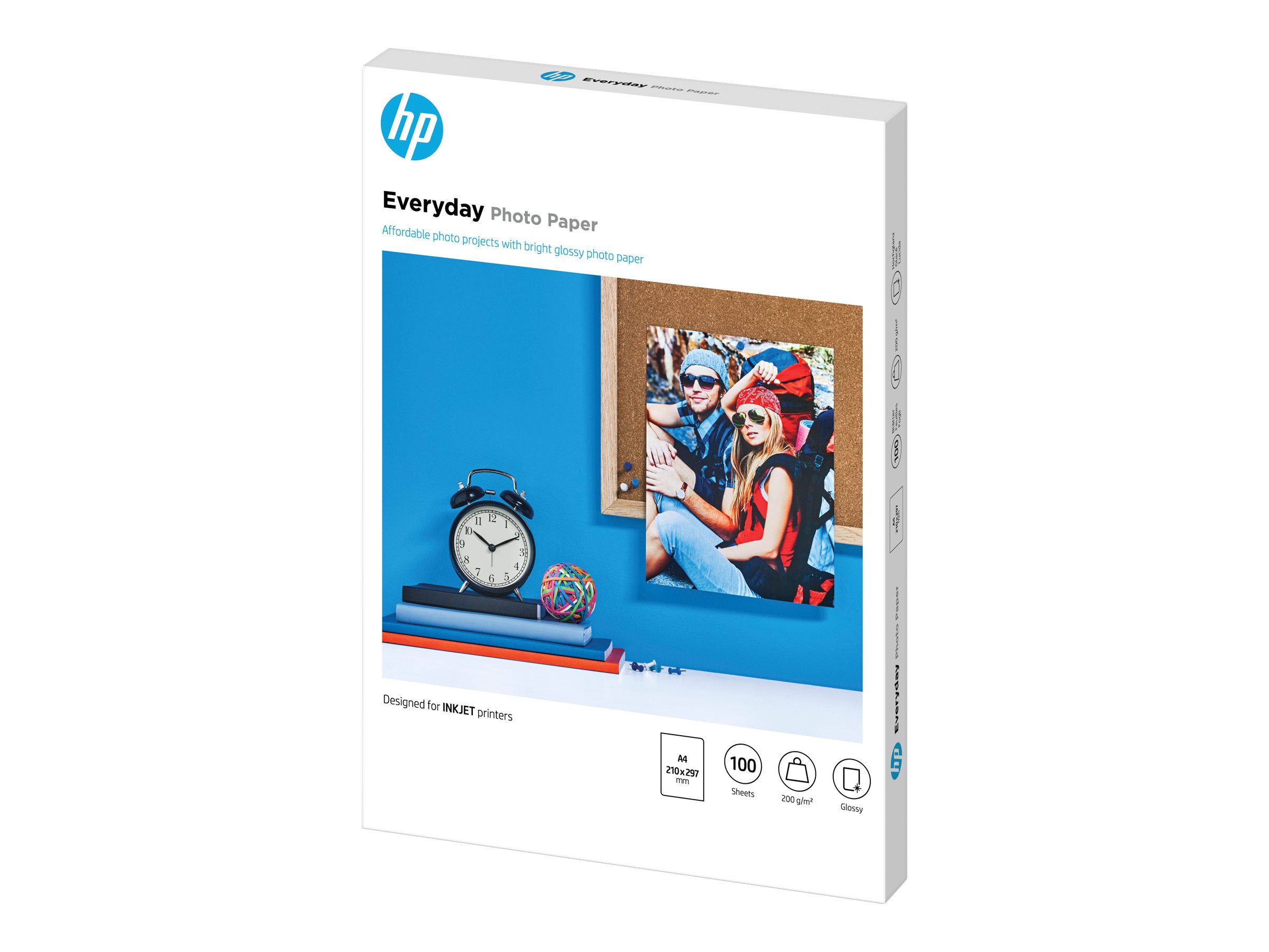 HP Everyday Photo Paper - Glnzend - A4 (210 x 297 mm) - 200 g/m - 100 Blatt Fotopapier - fr Officejet 20X, 38XX, 46XX, 52XX, 