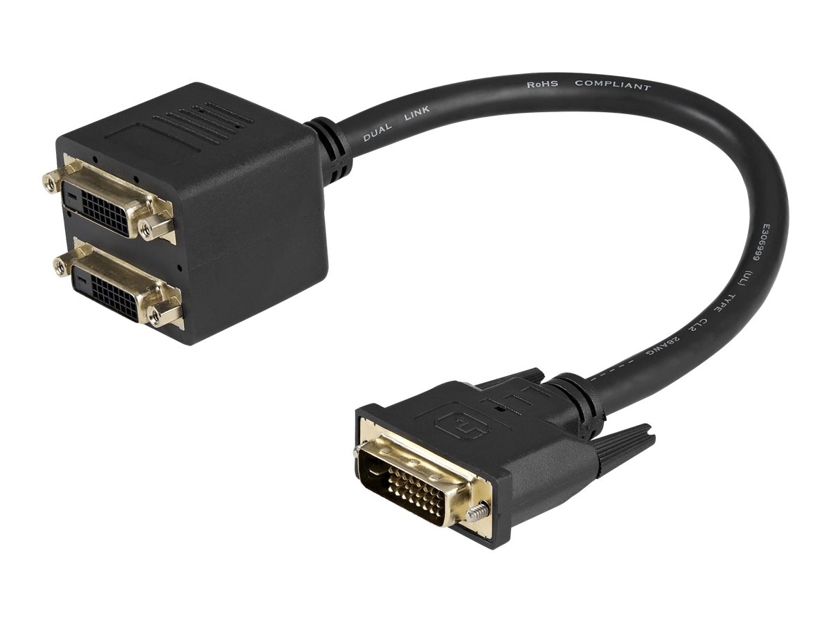 StarTech.com DVI-D auf 2x DVI-D 30cm Splitter Kabel - Dual Link DVI25 Y-Kabel - Stecker/2x Buchse - DVI-Adapter vergoldete Konta