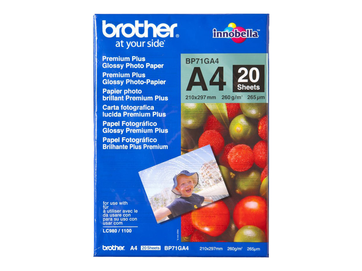 Brother Innobella Premium Plus BP71GA4 - Glnzend - A4 (210 x 297 mm) - 260 g/m - 20 Blatt Fotopapier - fr Brother DCP-J1140, 